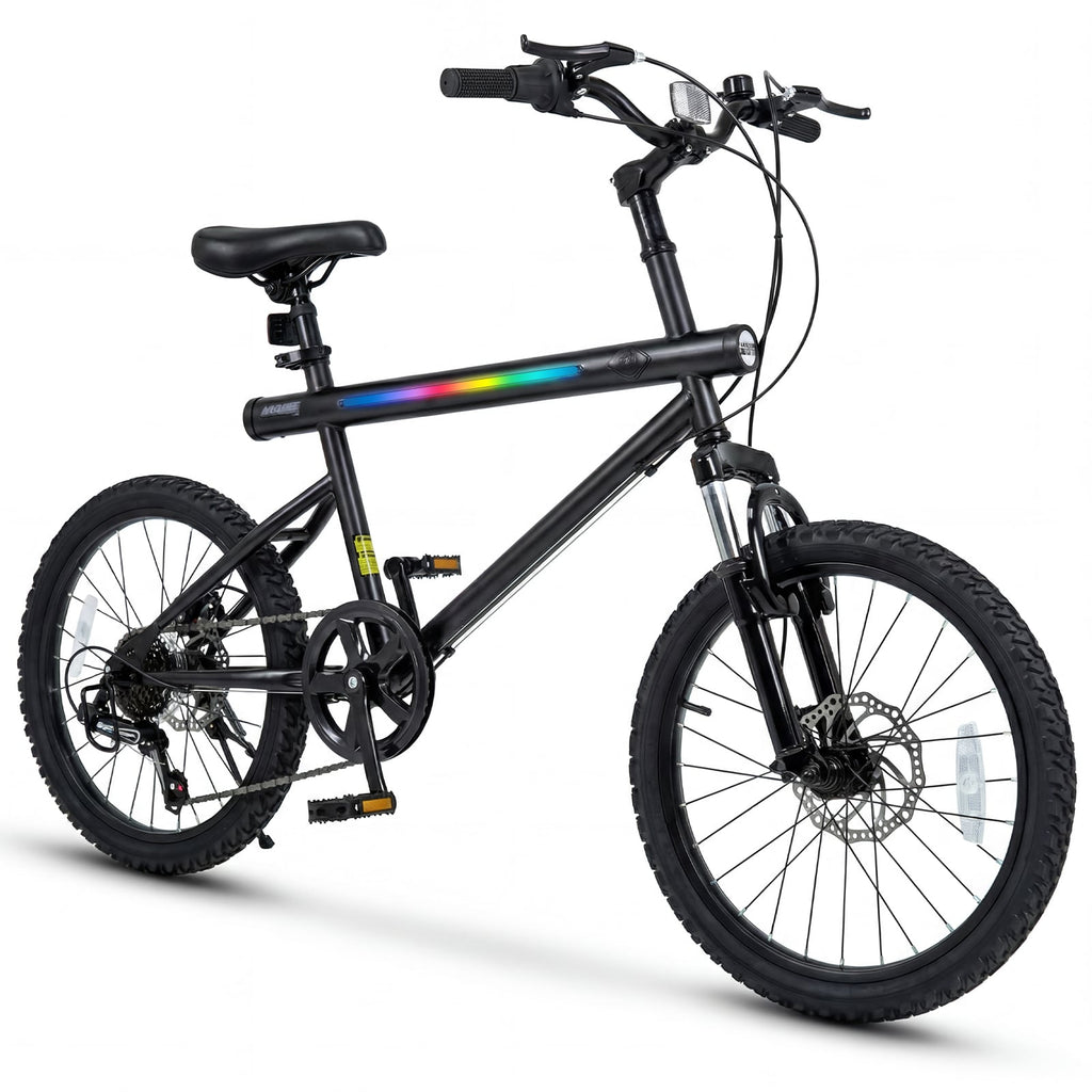 20 Inch LED Lit Commuter Bicycle with Disc Brakes and Stereo Speakers, Black