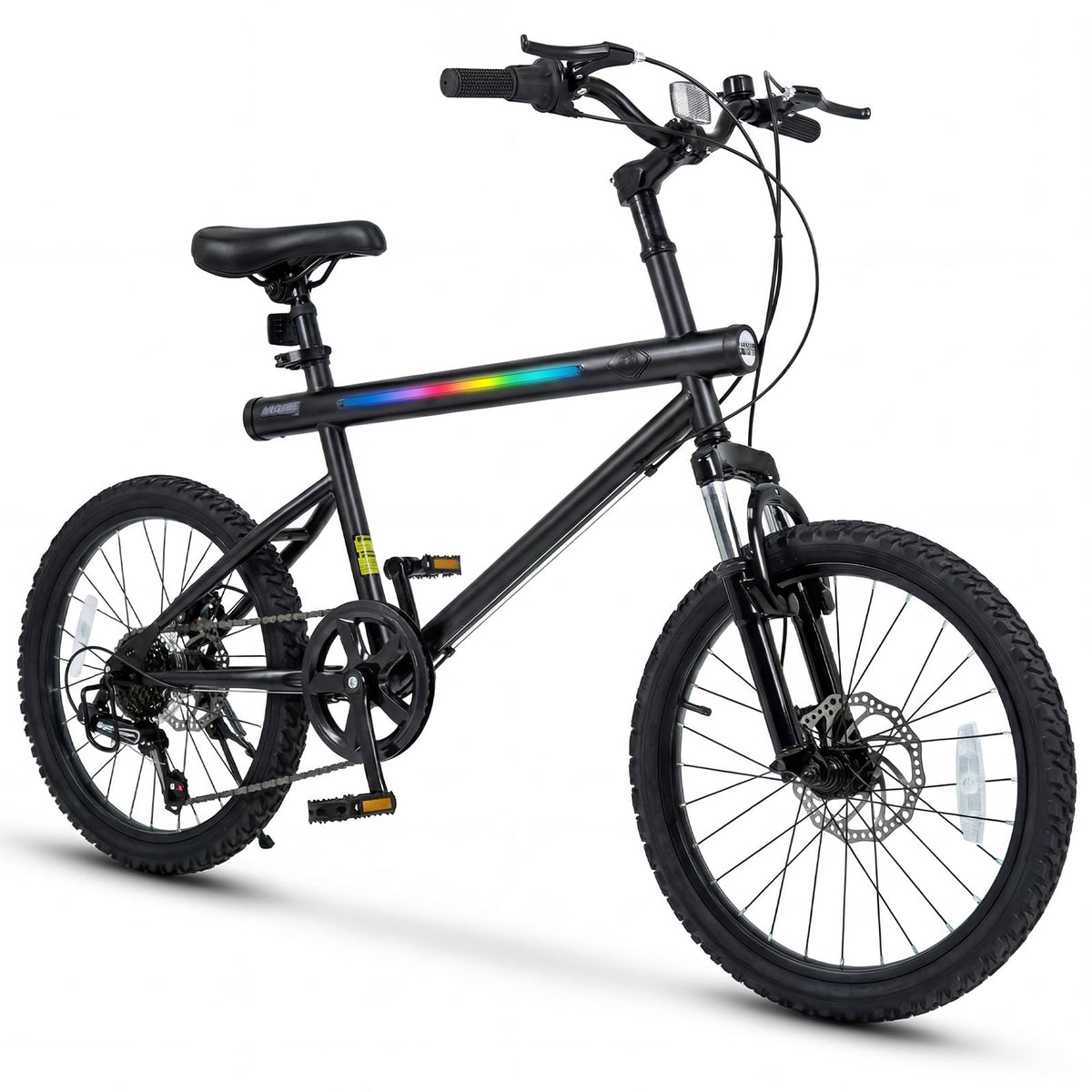 20 Inch LED Lit Commuter Bicycle with Disc Brakes and Stereo Speakers, Black