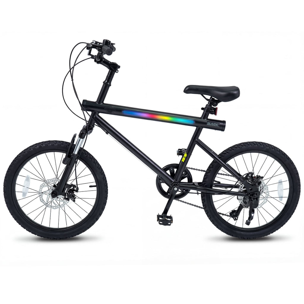 20 Inch LED Lit Commuter Bicycle with Disc Brakes and Stereo Speakers, Black