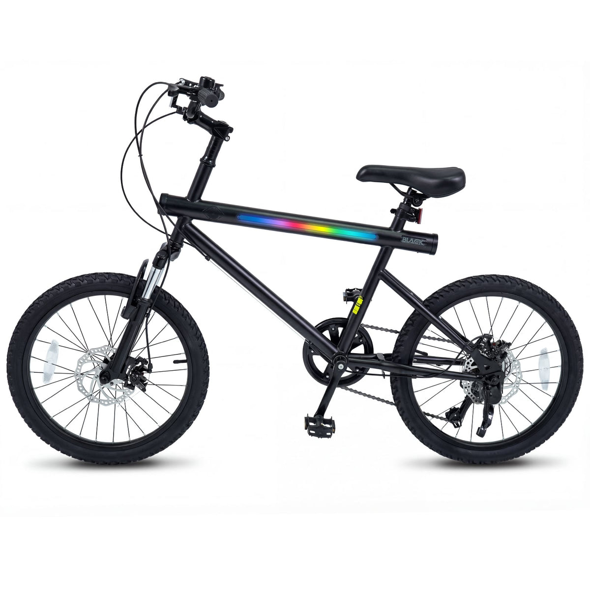 20 Inch LED Lit Commuter Bicycle with Disc Brakes and Stereo Speakers, Black