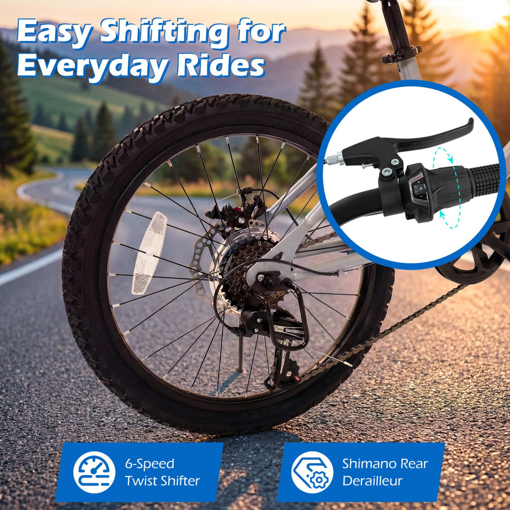 20 Inch LED Lit Commuter Bicycle with Disc Brakes and Stereo Speakers, Silver