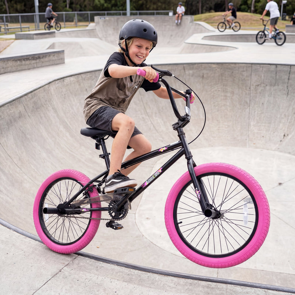 20 Inch Trick Bicycle with 270 Degree Handlebar and 4 Pegs, Pink