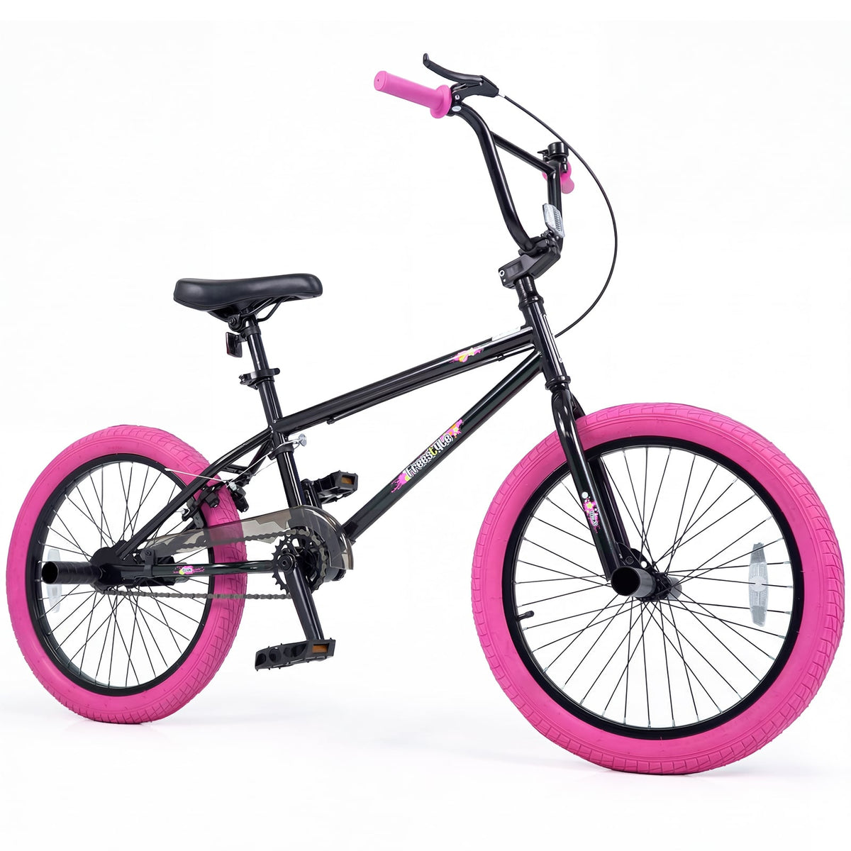 20 Inch Trick Bicycle with 270 Degree Handlebar and 4 Pegs, Pink
