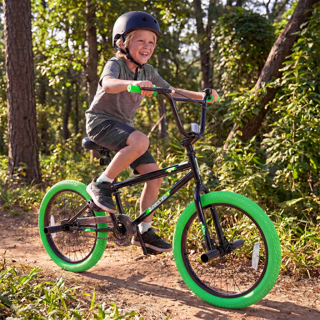 20 Inch Trick Bicycle with 270 Degree Handlebar and 4 Pegs, Green