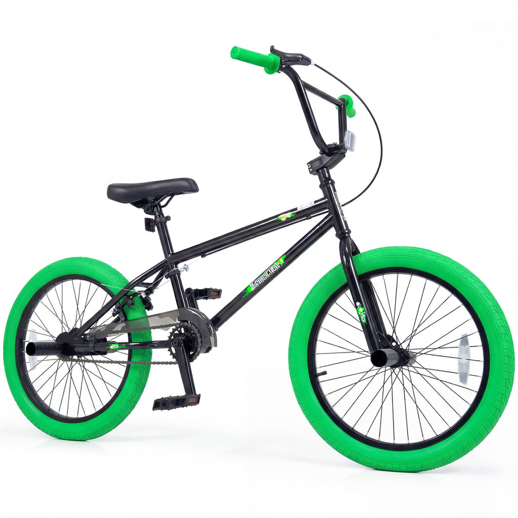20 Inch Trick Bicycle with 270 Degree Handlebar and 4 Pegs, Green