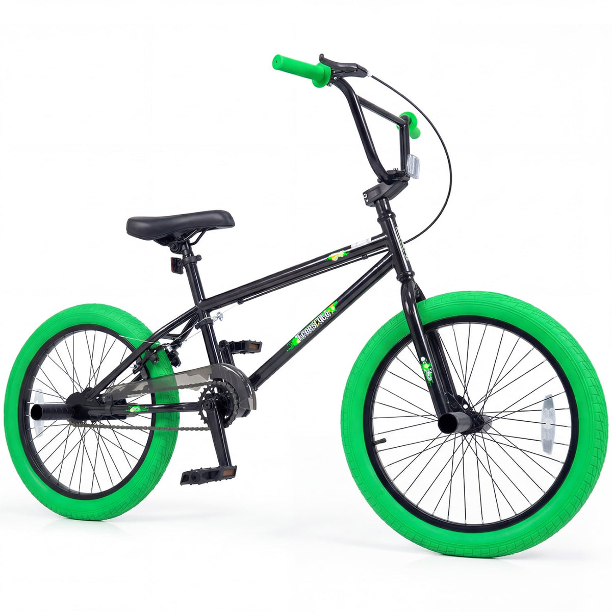 20 Inch Trick Bicycle with 270 Degree Handlebar and 4 Pegs, Green