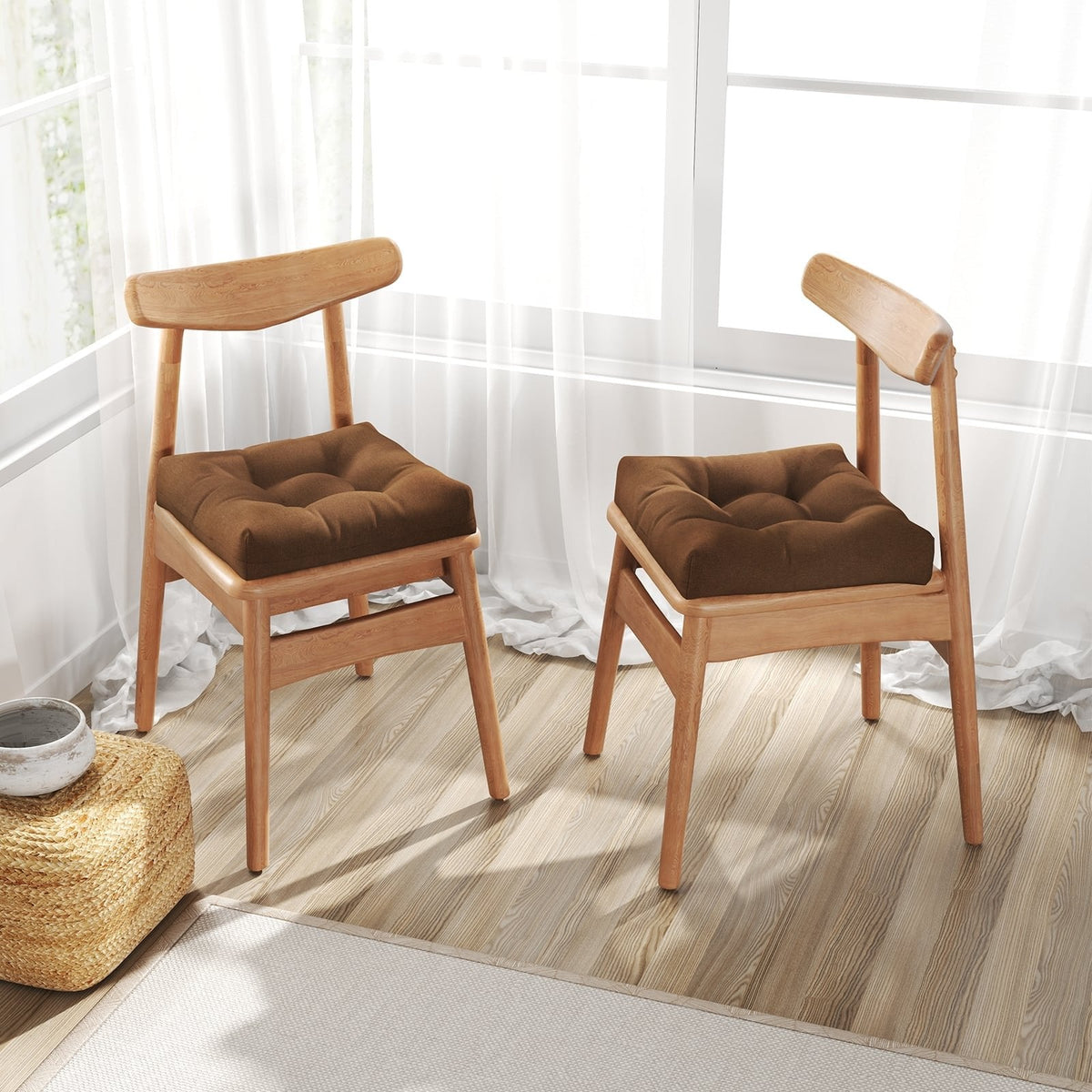 21 Inch x 21 Inch Patio Chair Seat Cushion Pads for Indoor and Outdoor-Coffee