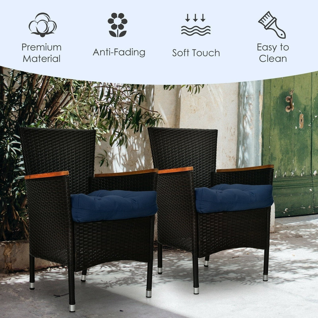 21 Inch x 21 Inch Patio Chair Seat Cushion Pads for Indoor and Outdoor-Navy