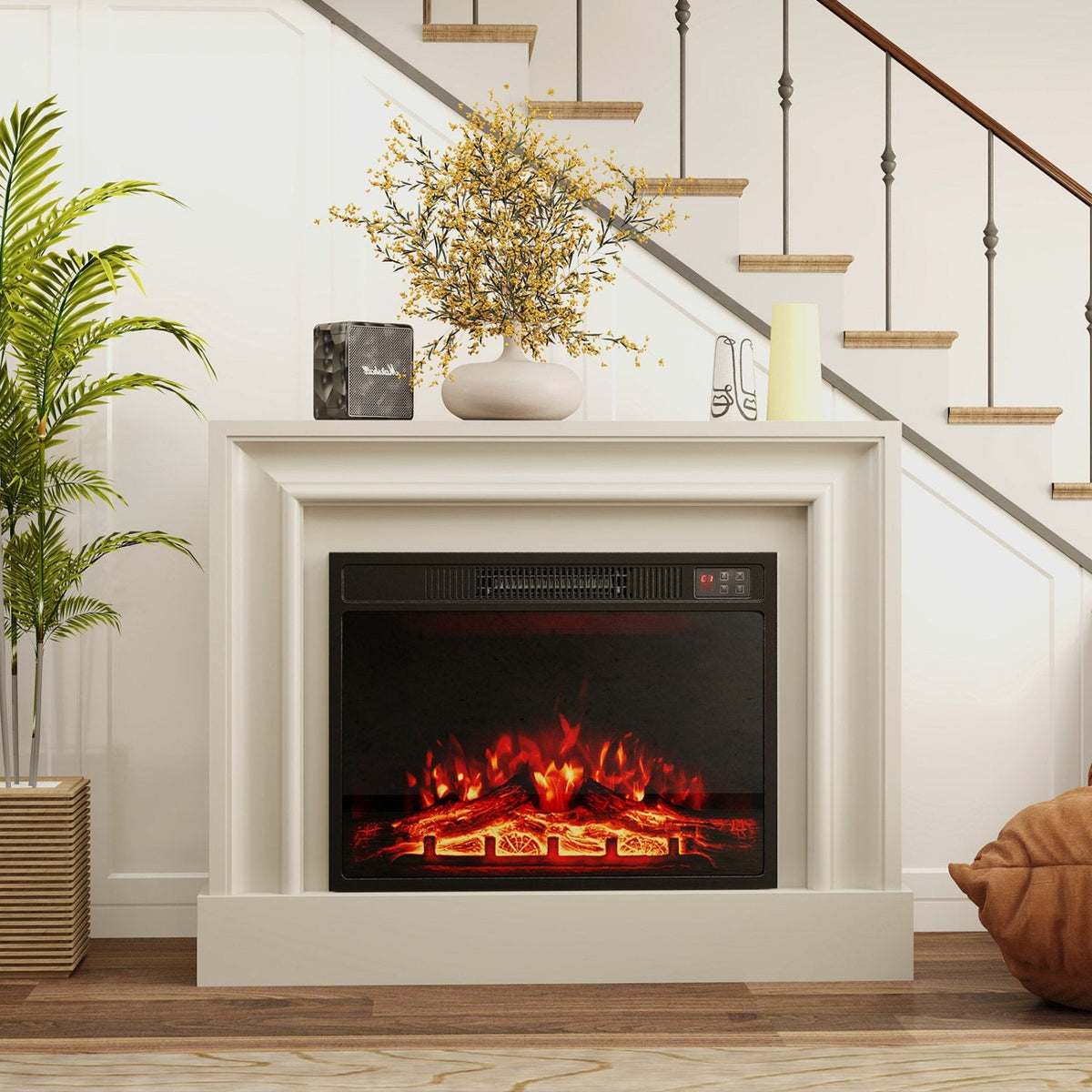 23 Inch Electric Fireplace Insert Fireplace Heater with Adjustable Flame Color