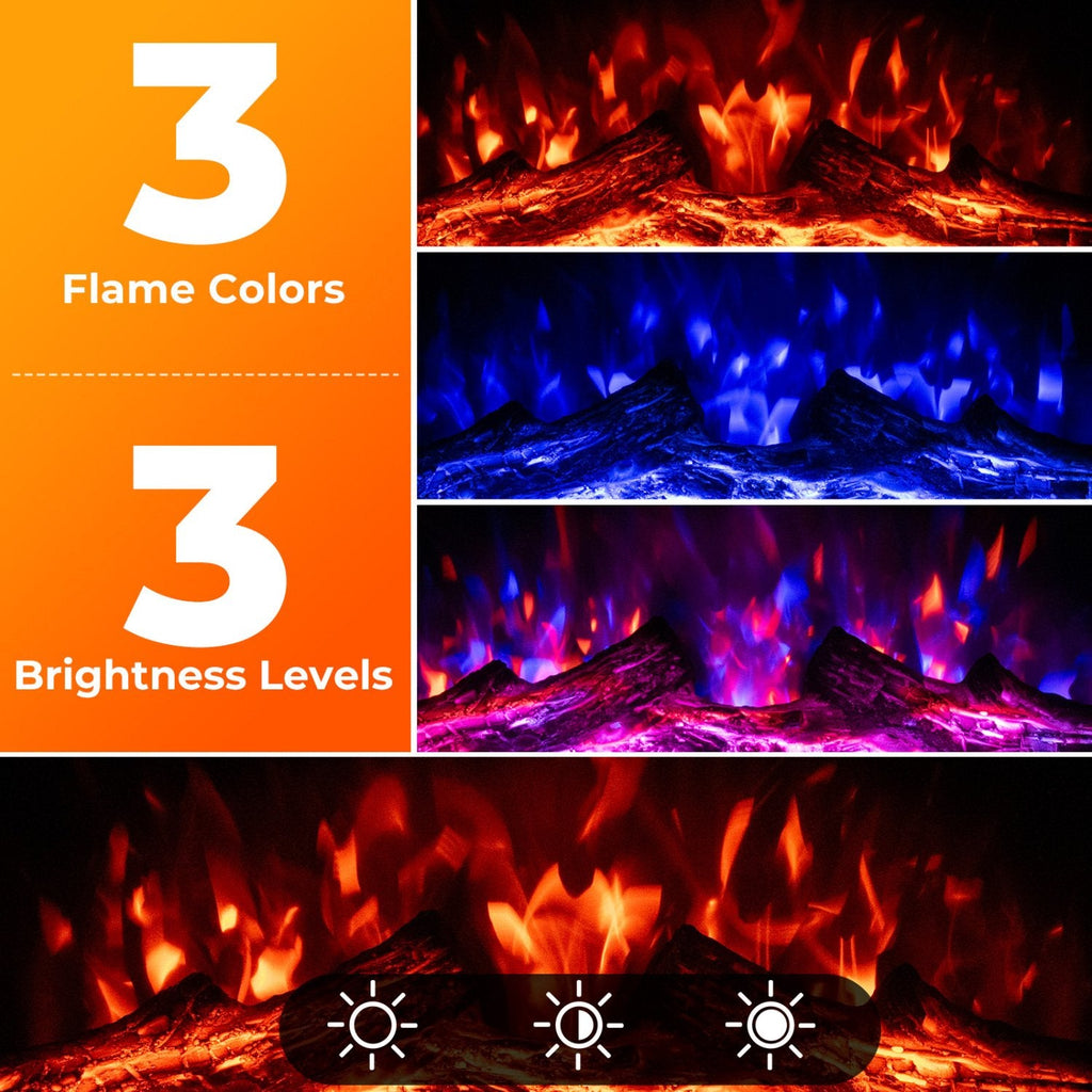 23 Inch Electric Fireplace Insert Fireplace Heater with Adjustable Flame Color