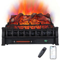 23 inches WiFi Fireplace Insert Lemonwood Set with App and Remote-Black