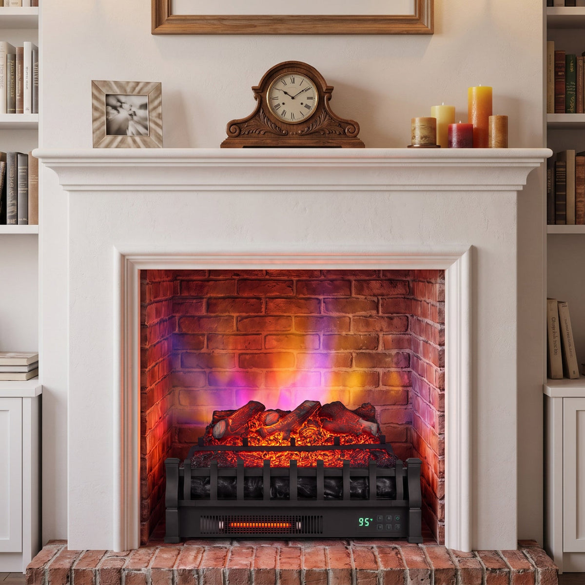 23 inches WiFi Fireplace Insert Lemonwood Set with App and Remote-Black