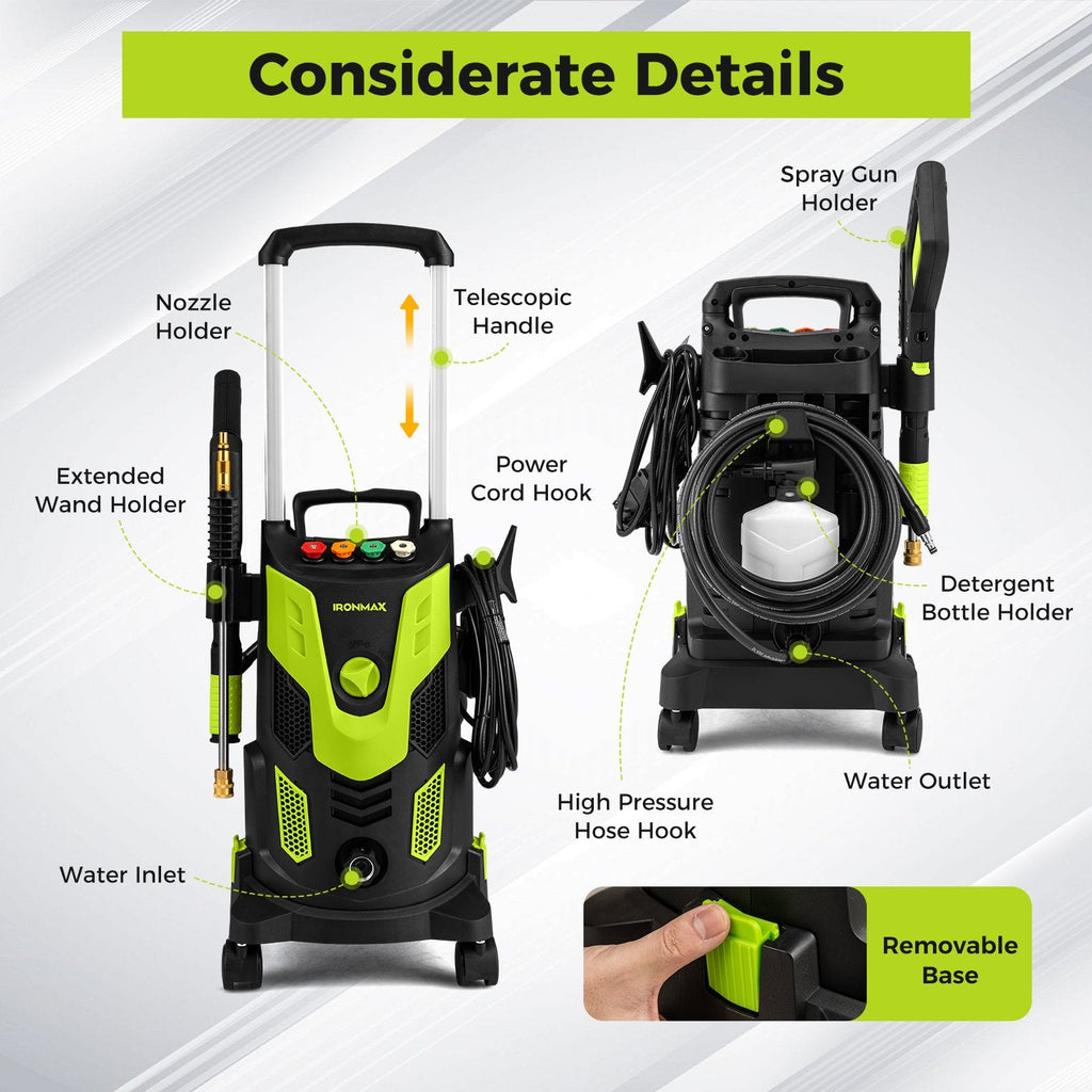 2300 PSI 1.8 GPM Electric High Pressure Power Washer-Green