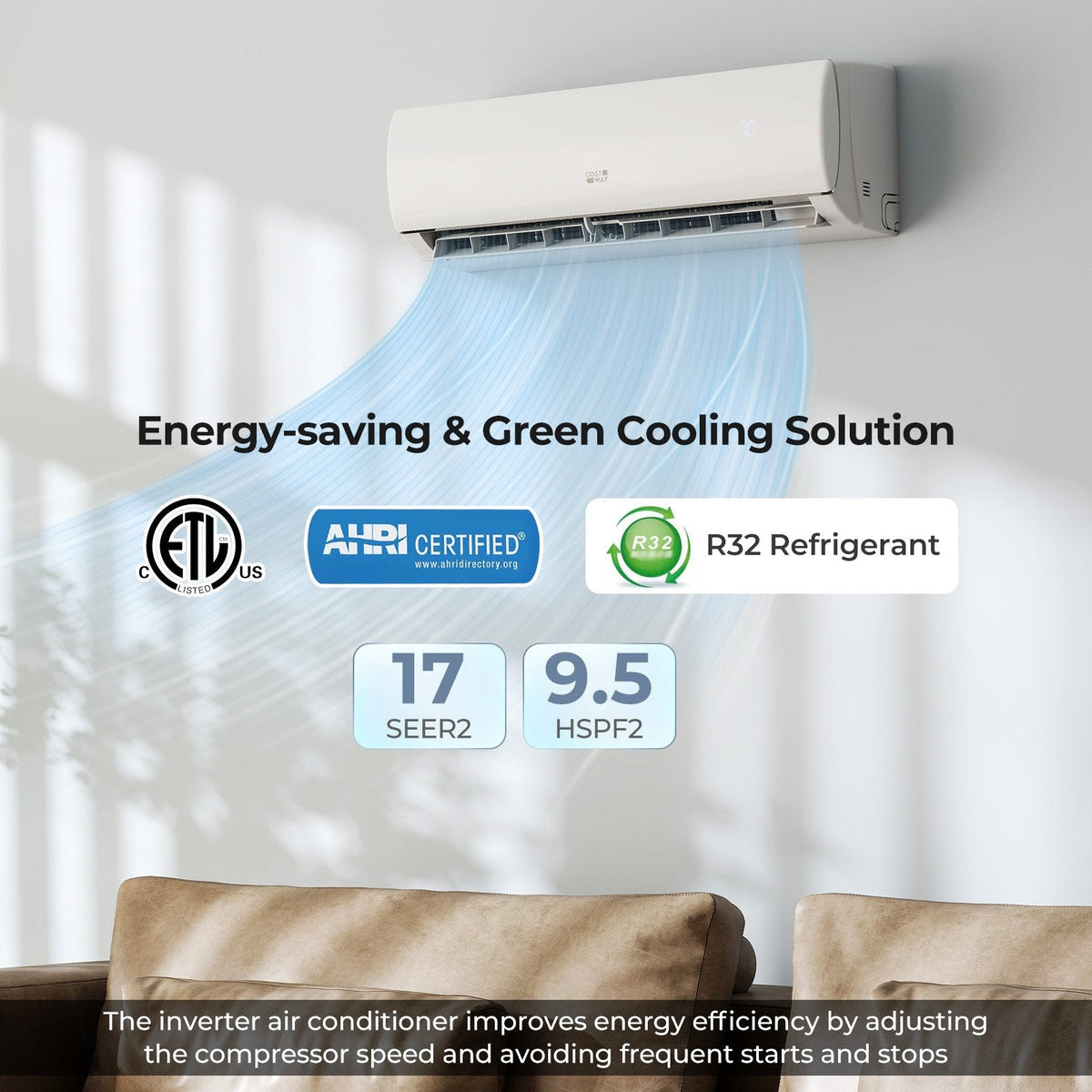 EchoCool Series 23000 BTU 208/230V Mini Split Air Conditioner and Heater Pump System