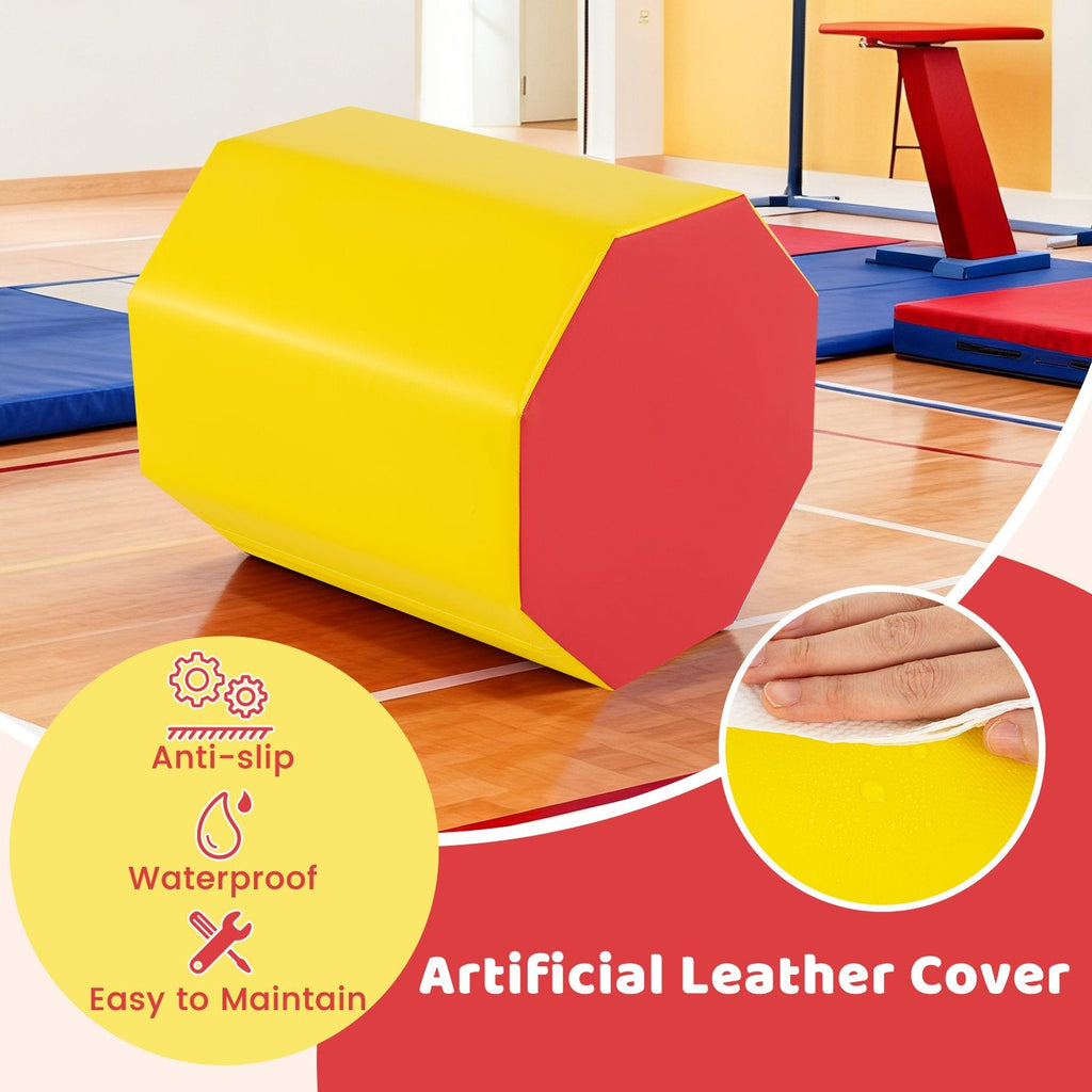 24.5 Inch x 24.5 Inch Octagon Gymnastics Mat with Waterproof Zippered Cover-Yellow