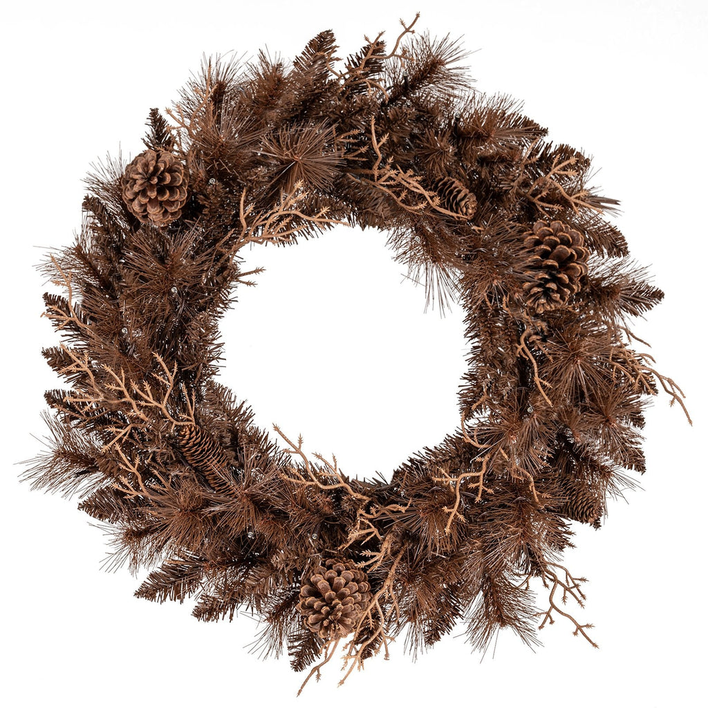 24 Inch Pre-lit Christmas Wreath with 105 Branch Tips and 35 Warm White LED Lights-1 piece