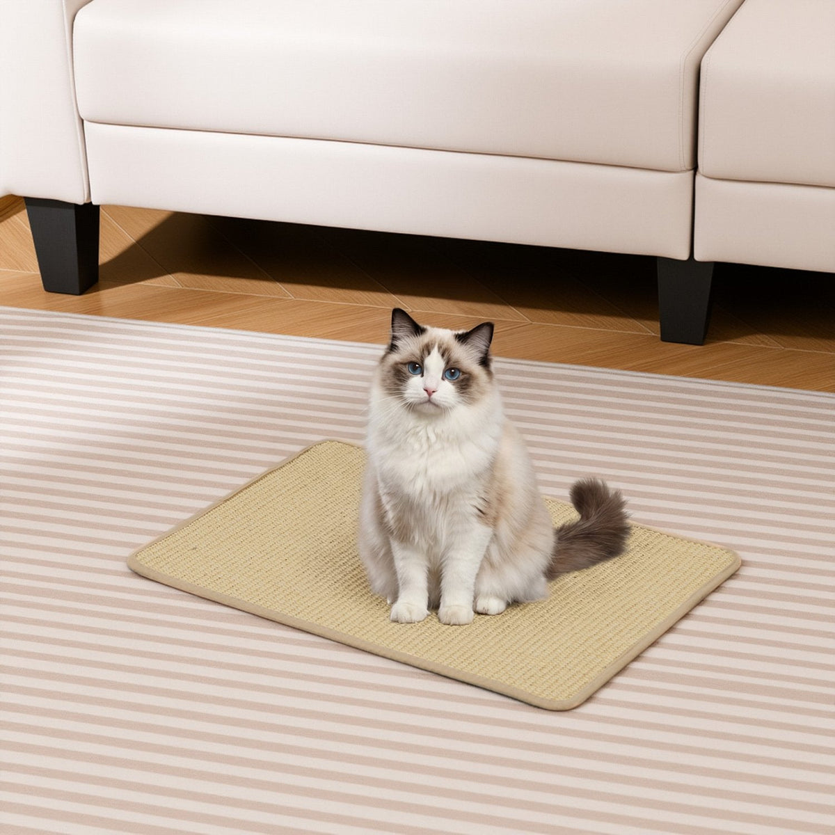 6 Piece Cat Scratcher Mat Set, 24 x 16 Inch Natural Sisal Pads for Sofas, Walls and Floors