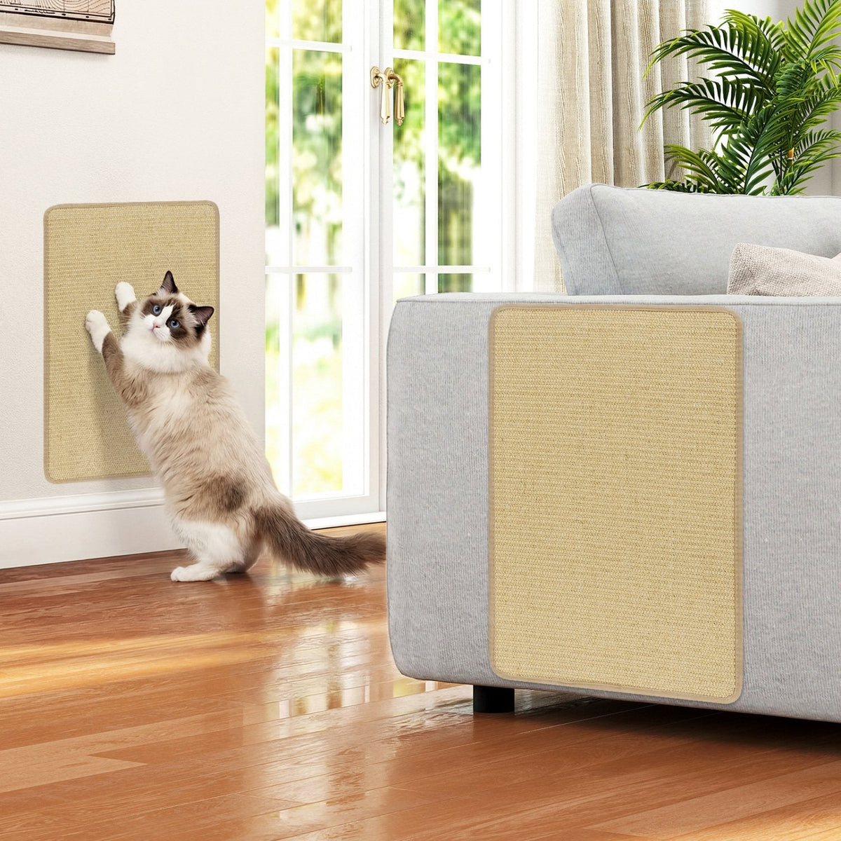 6 Piece Cat Scratcher Mat Set, 24 x 16 Inch Natural Sisal Pads for Sofas, Walls and Floors
