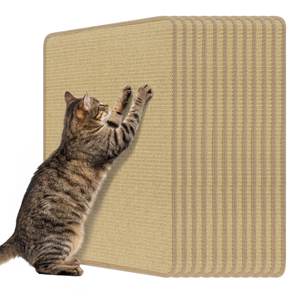 6 Piece Cat Scratcher Mat Set, 24 x 16 Inch Natural Sisal Pads for Sofas, Walls and Floors