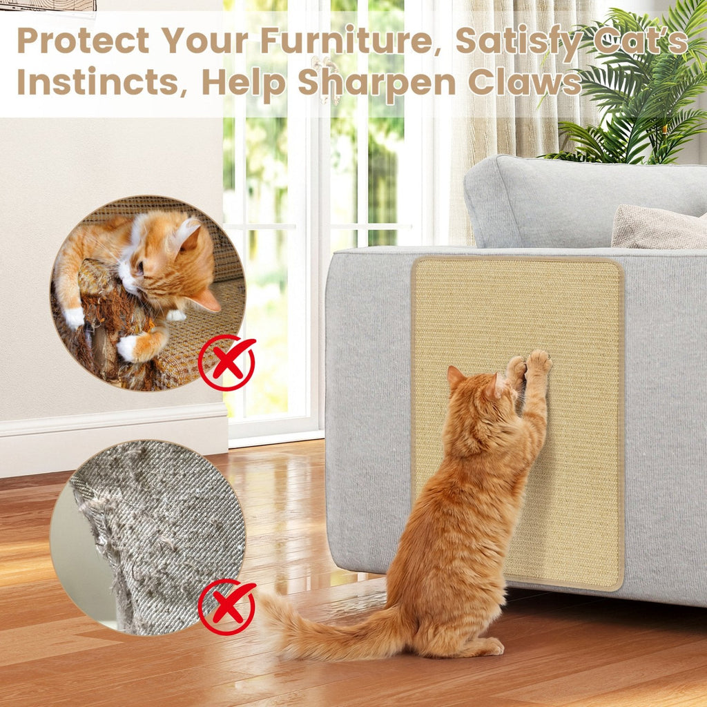 6 Piece Cat Scratcher Mat Set, 24 x 16 Inch Natural Sisal Pads for Sofas, Walls and Floors