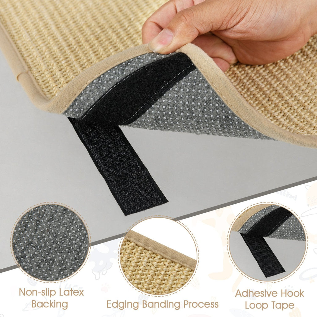 6 Piece Cat Scratcher Mat Set, 24 x 16 Inch Natural Sisal Pads for Sofas, Walls and Floors