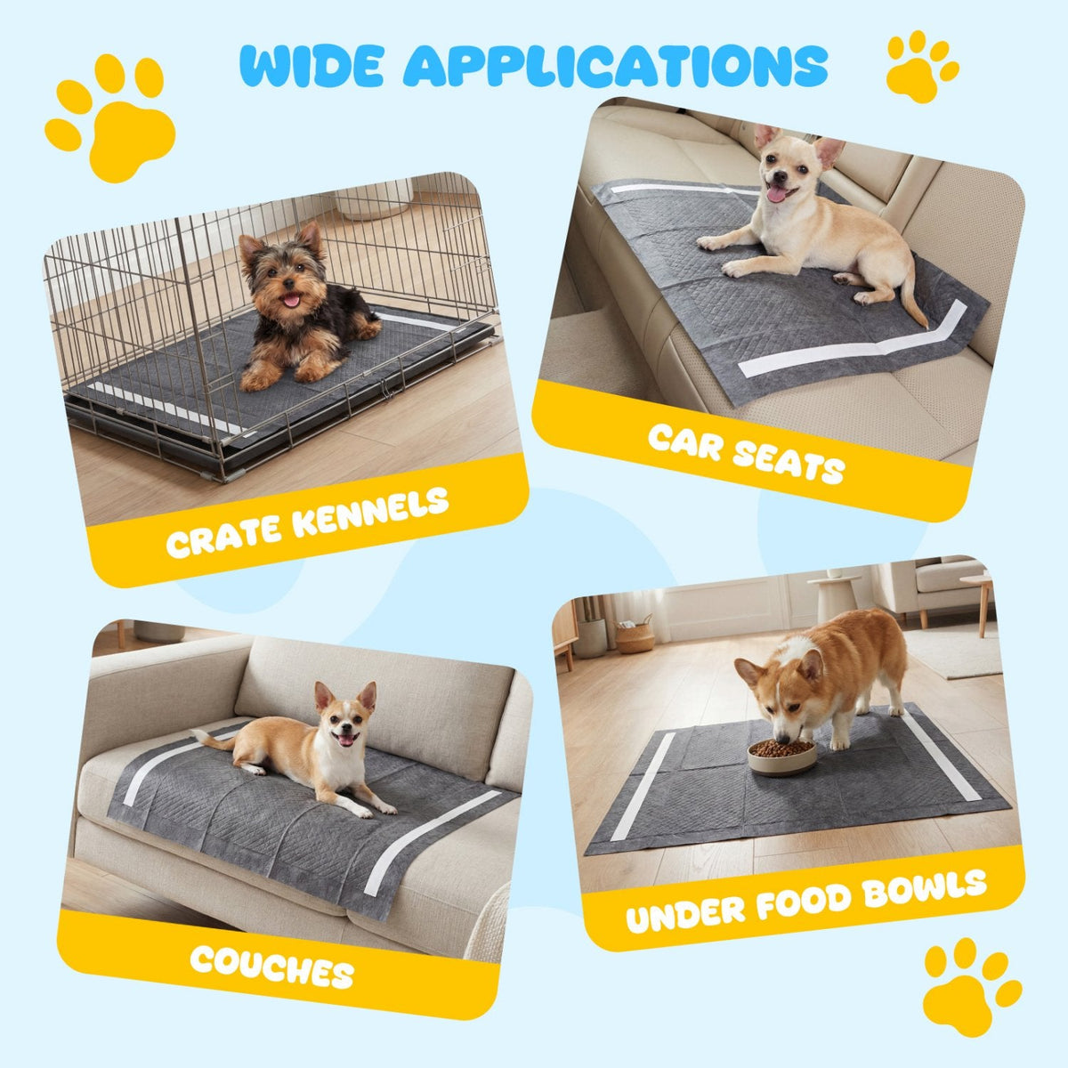 24 inches x 24 inches Charcoal Dog Pee Pads 6-Layer for Dogs-Black