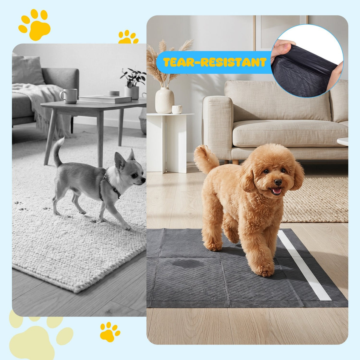 24 inches x 24 inches Charcoal Dog Pee Pads 6-Layer for Dogs-Black