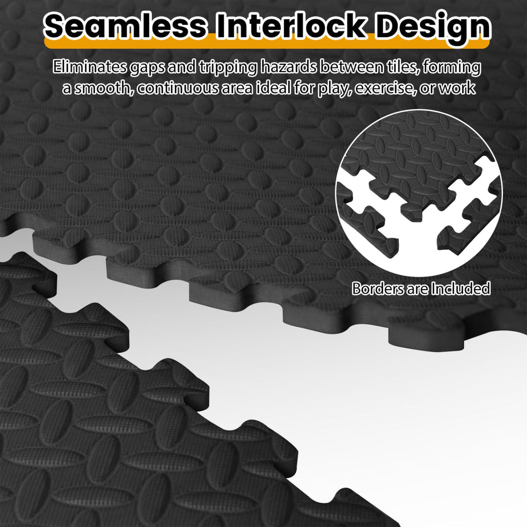 24Tiles 1/2 inches Puzzle Exercise Floor Mats-Black