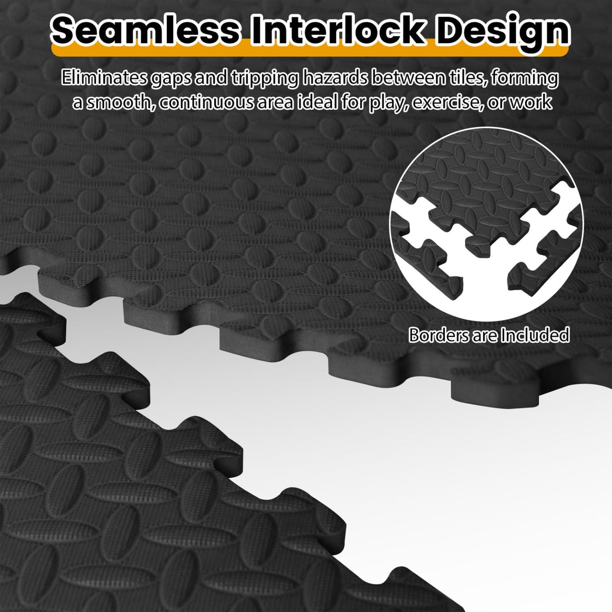 24Tiles 1/2 inches Puzzle Exercise Floor Mats-Black