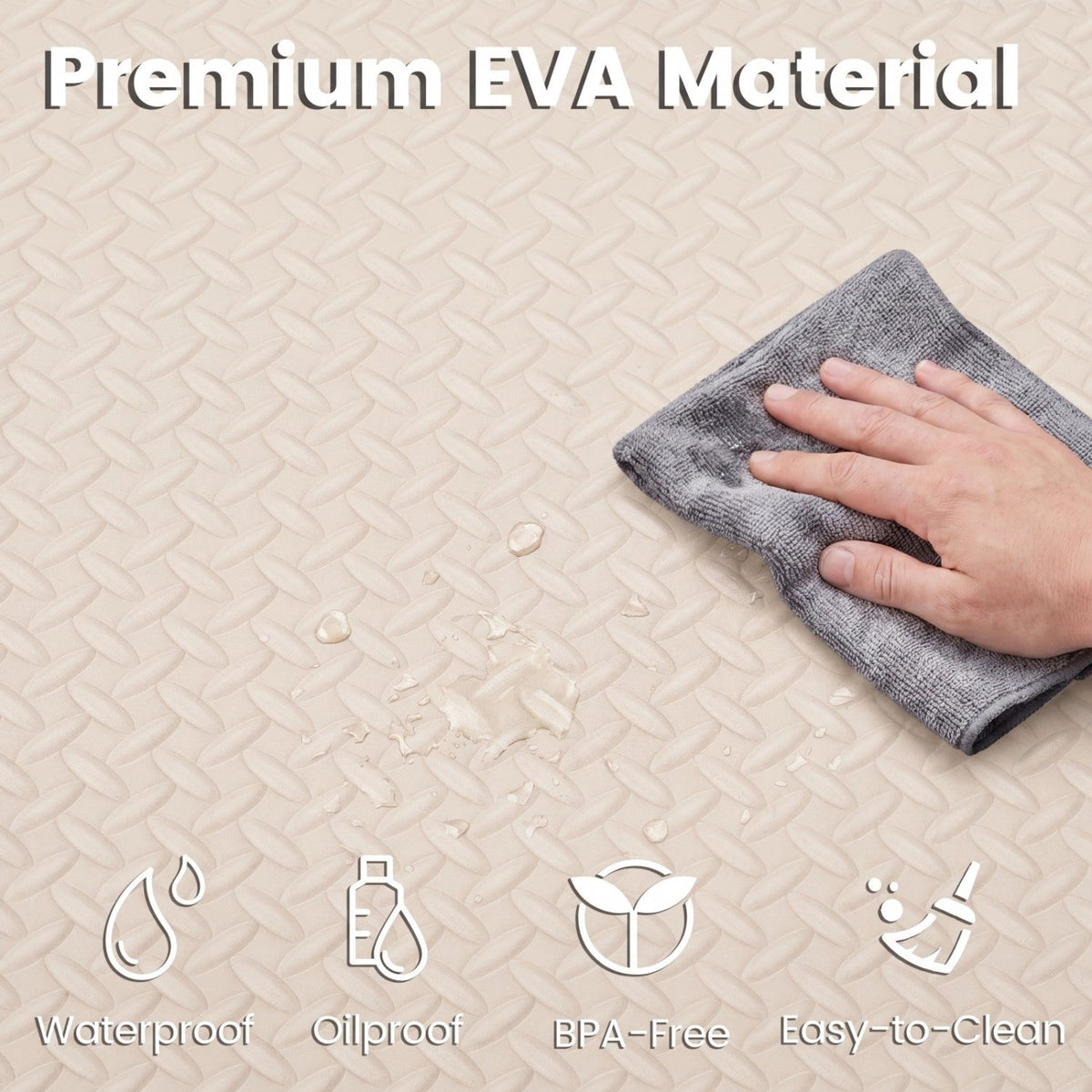 24Tiles 1/2 inches Puzzle Exercise Floor Mats-Beige