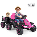 24V Kids Ride On Tractor with 2 Driving Modes, USB Media Centre and 2.4G Remote, Pink