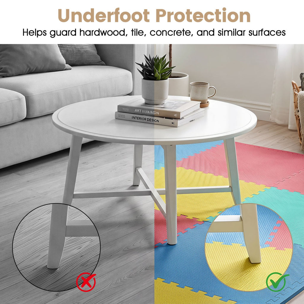 24 Pack Non-Slip Protective Interlocking EVA Foam Floor Tiles-Multicolor