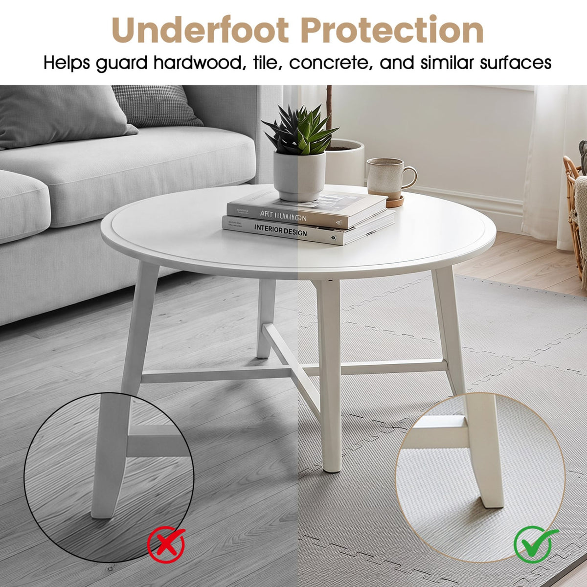 24 Pack Non-Slip Protective Interlocking EVA Foam Floor Tiles-Grey