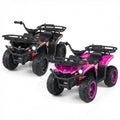 24V Kids Ride On ATV Quads, Pair of Two, One Black and One Pink, Dual 35W Motors and Storage Baskets, 66 lb Each