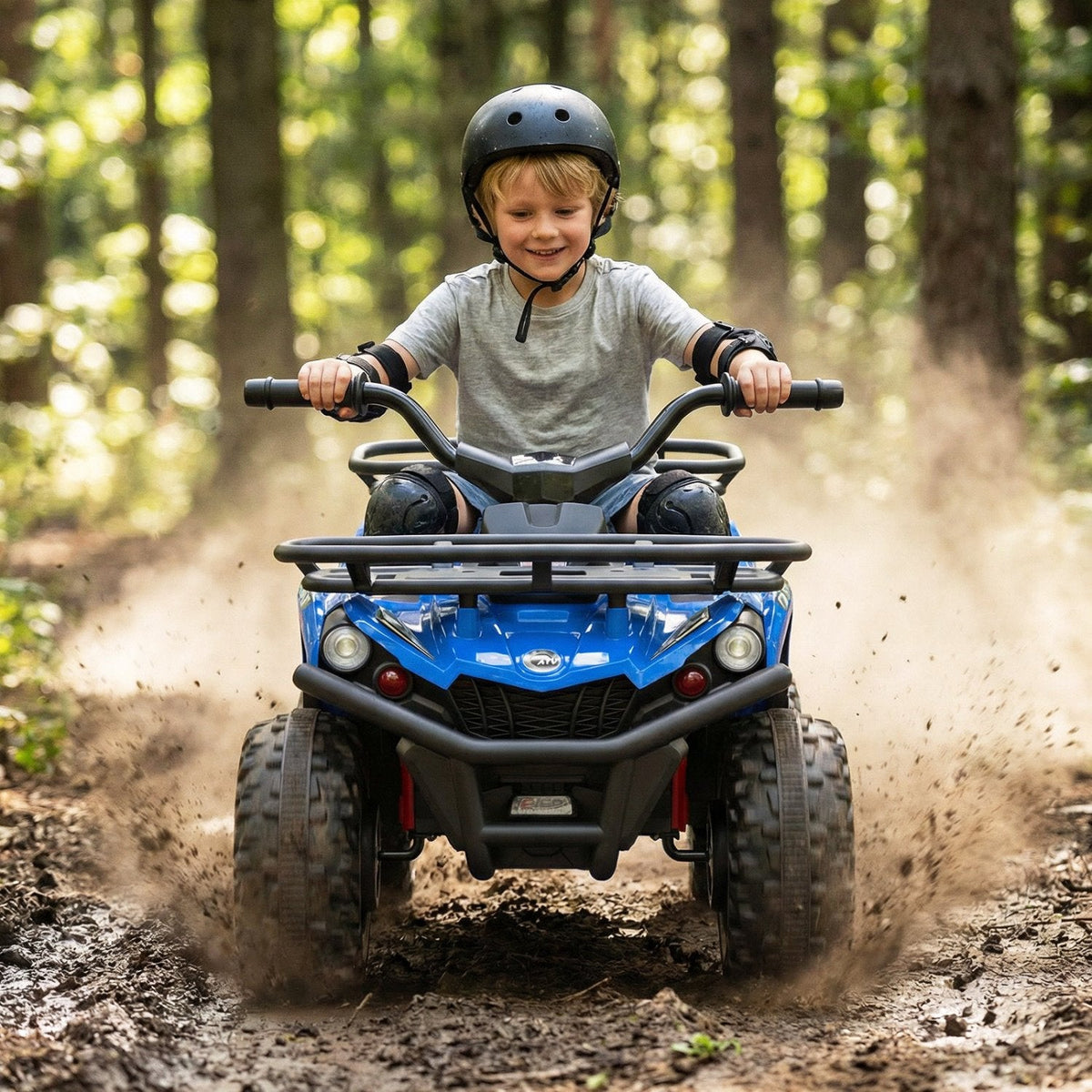 24V Kids Ride On ATV Quad with Gear Shifter, Two Speeds, Soft Start and Easy Grip Handles, 66 lb, Blue