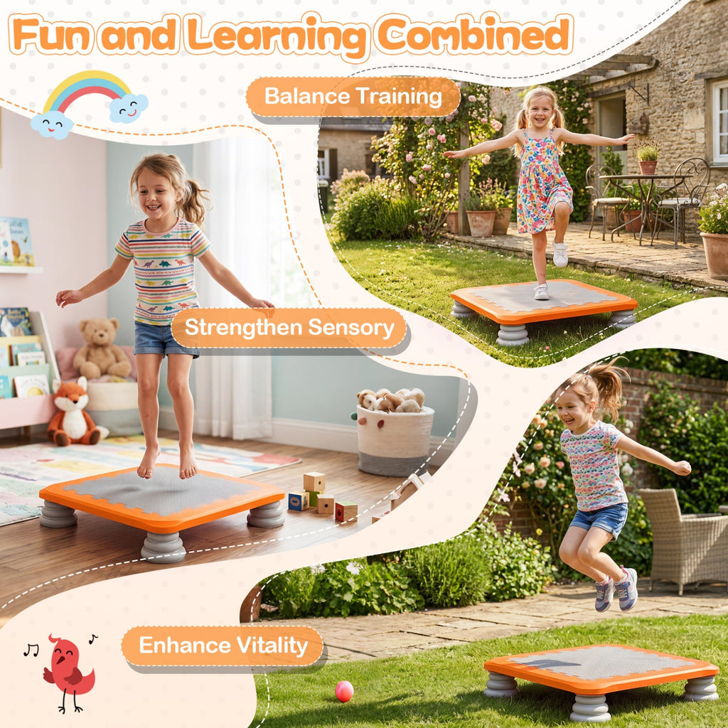 25.5 Inch Kids Mini Trampoline with 4 Removable and Non-Slip Foot Pads-Orange