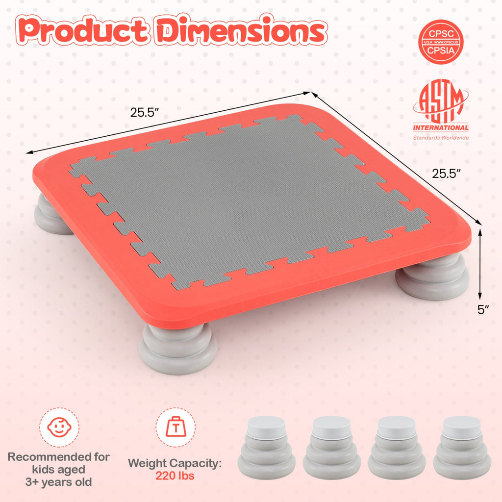 25.5 Inch Kids Mini Trampoline with 4 Removable and Non-Slip Foot Pads-Red