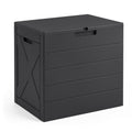 25 Gallon Storage Bin with Lid Carry Handles and Lock Hole for Patio Furniture Accessories-Black