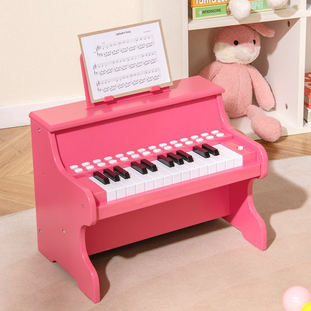 25 Keys Kids Piano Keyboard with Adjustable Speed and Teaching Mode-Pink