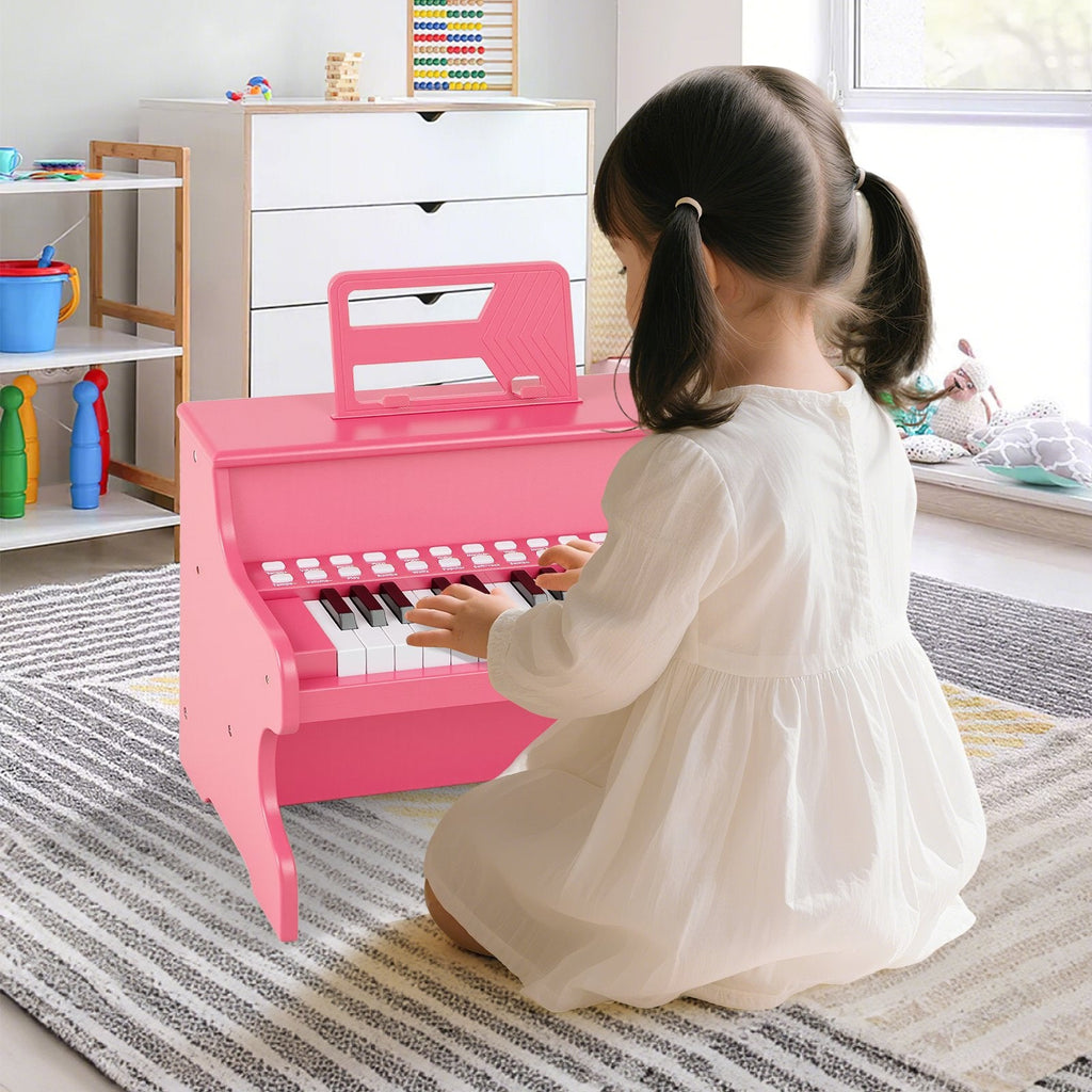 25 Keys Kids Piano Keyboard with Adjustable Speed and Teaching Mode-Pink