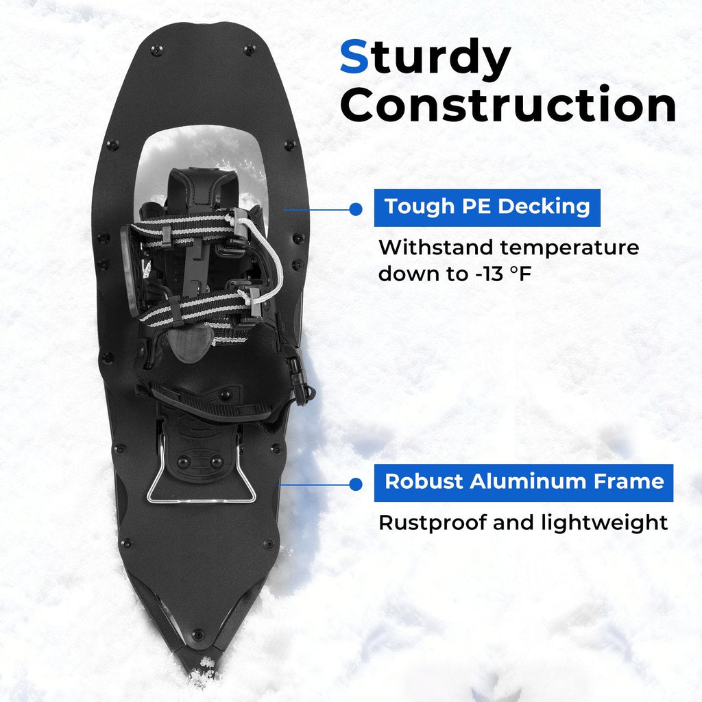 25” Snowshoes with Trekking Poles-Black