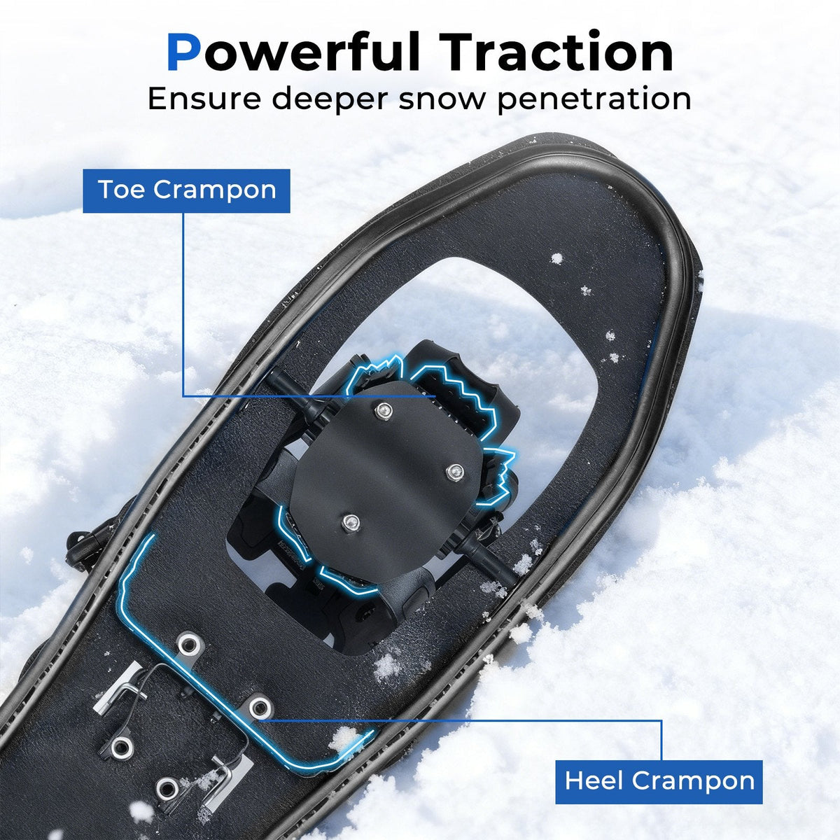 25” Snowshoes with Trekking Poles-Black