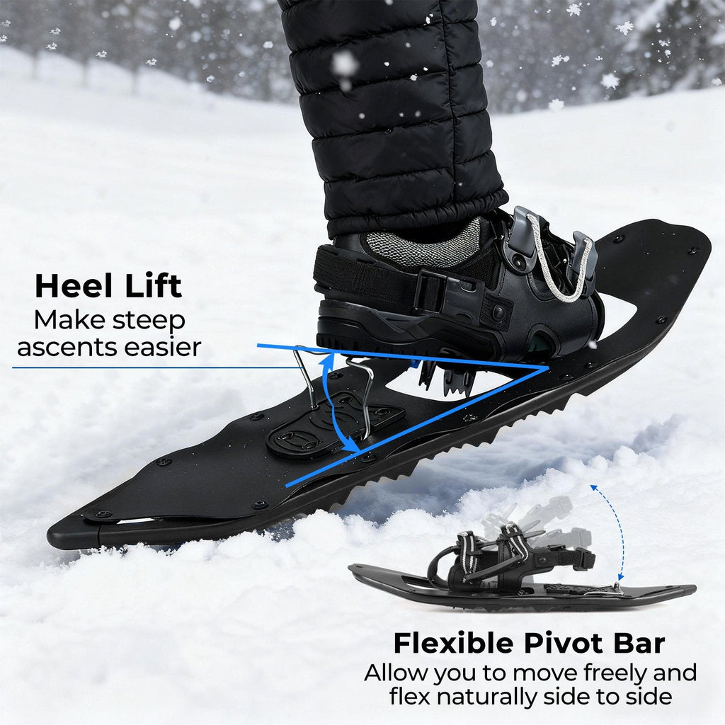 25” Snowshoes with Trekking Poles-Black