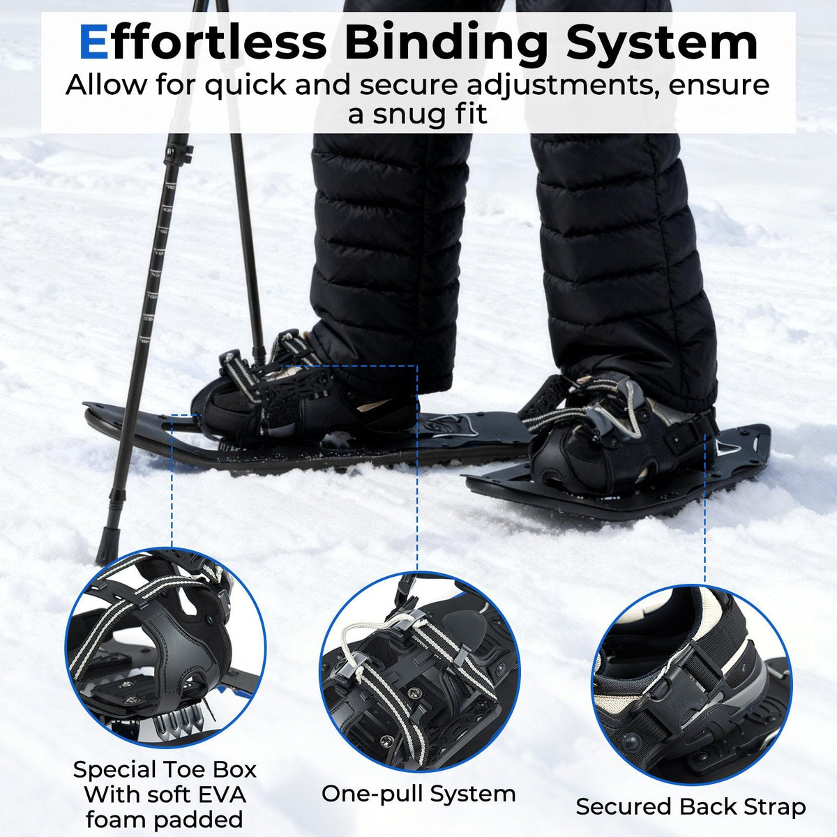 25” Snowshoes with Trekking Poles-Black