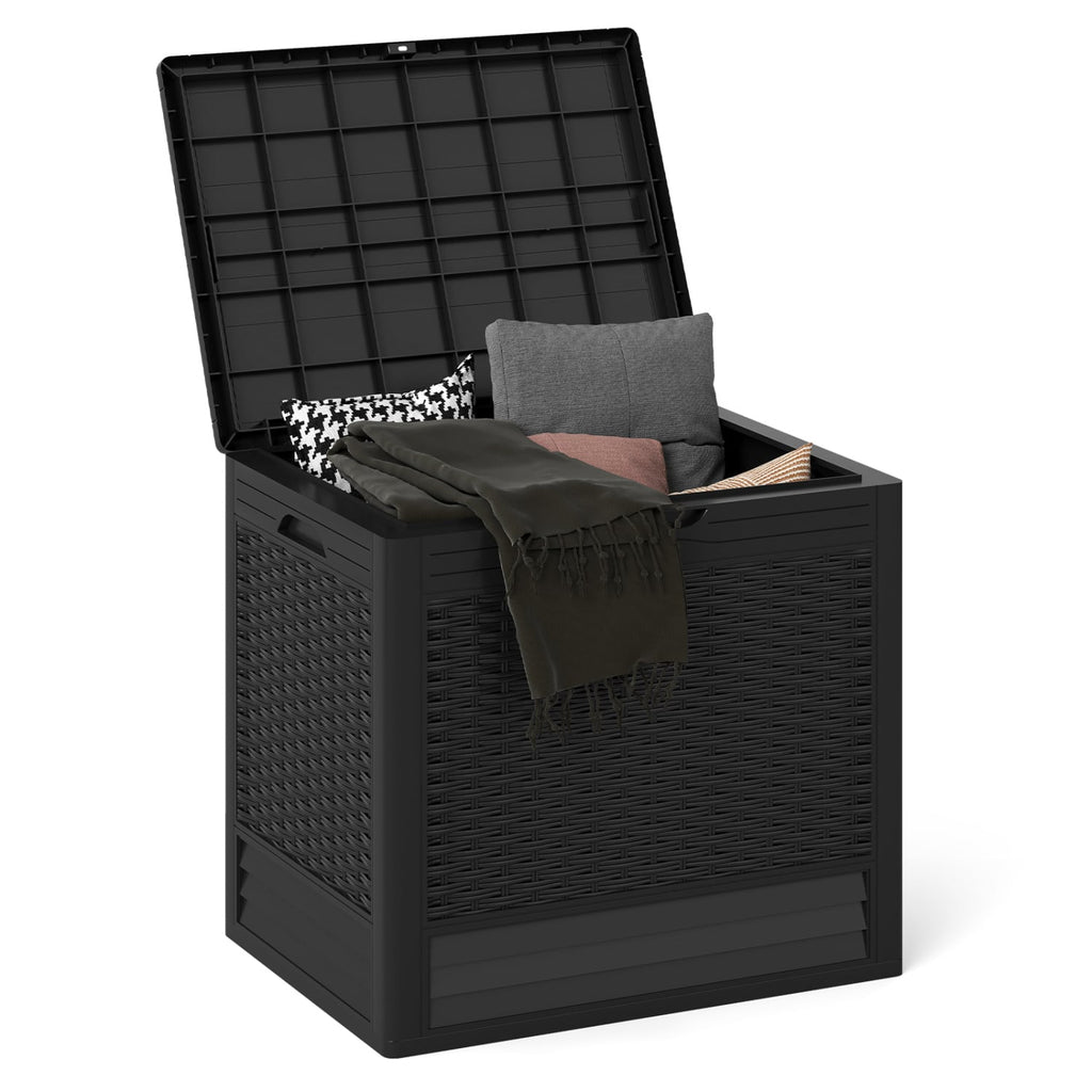 25 Gallon Outdoor Storage Box with Rattan Patterns-Black