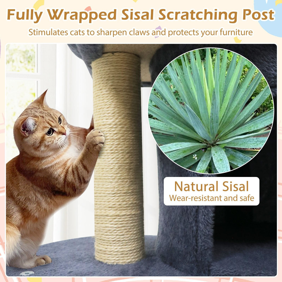 26 Inch Cat Tower with Two Stacked Condos and Padded Perch Bed, Dark Gray