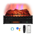 26 Inch WiFi Infrared Quartz Electric Fireplace Insert Logs Heater with Realistic Pinewood Logs-Black
