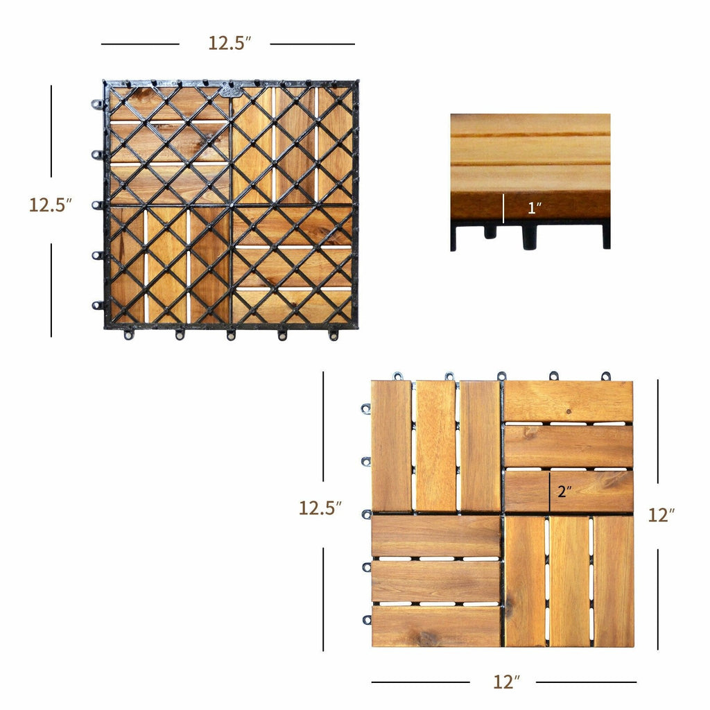 27 Pieces Acacia Wood Interlocking Patio Deck Tile