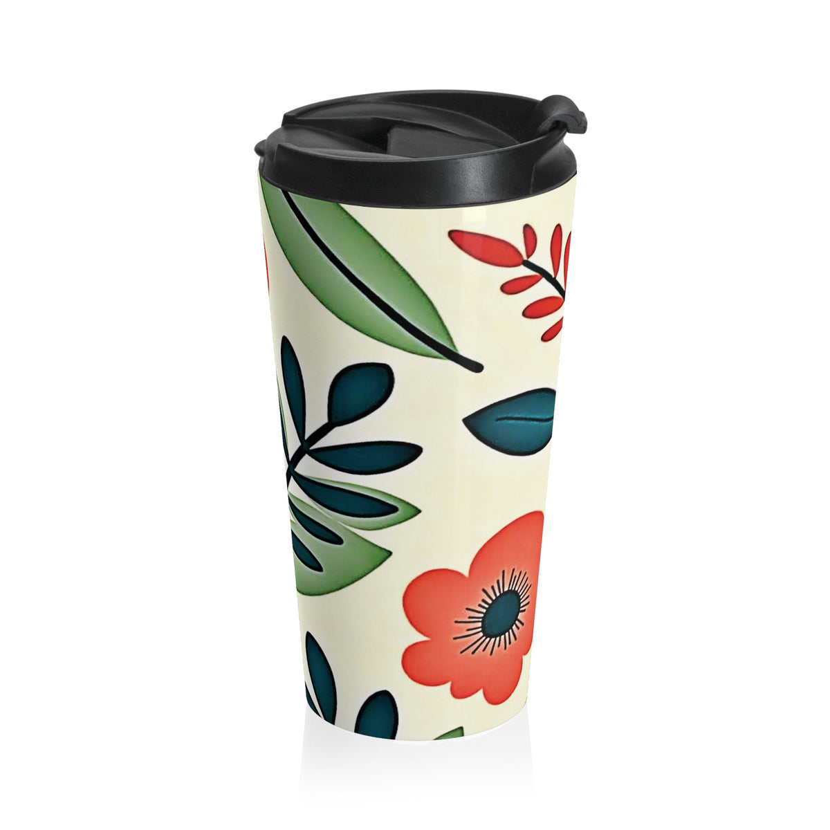 Floral Folk Art Stainless Steel Travel Mug