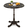 27Inch Round Cast Aluminum Patio Bistro Table with Hollow Top-Copper